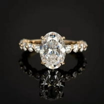 solitaire jewels 3.75CT Oval Moissanite Hidden Halo Engagement Ring For Women, 14K Yellow Gold