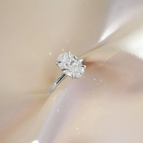 solitaire jewels 3.75CT Oval Moissanite Solitaire Engagement Ring For Women, 14K White Gold