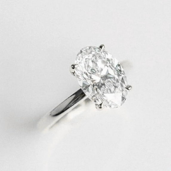 solitaire jewels 3.75CT Oval Moissanite Solitaire Engagement Ring For Women, 18K White Gold