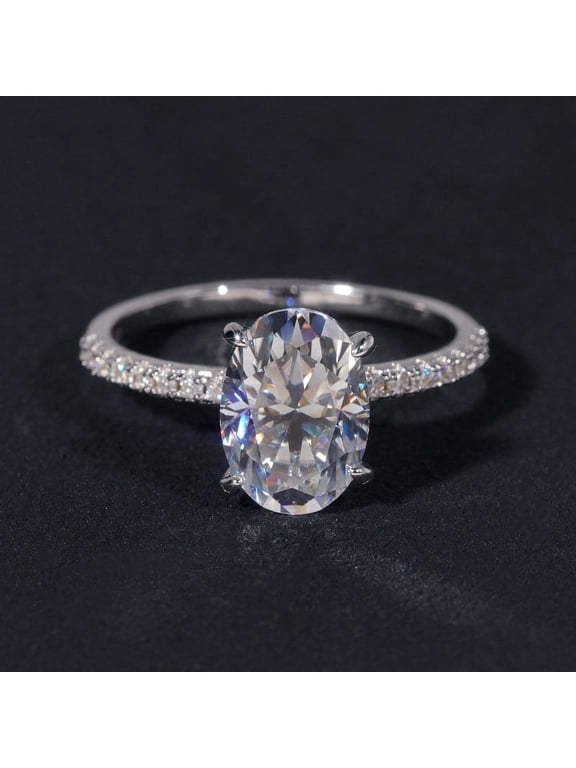 3.75CT Oval Mossanit Solitaire Engagement Ring For Women, 10K Yellow Gold