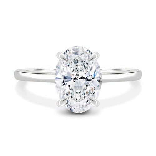 solitaire jewels 3.CT Oval Moissanite Hidden Halo Engagement Ring For Women, 10K White Gold