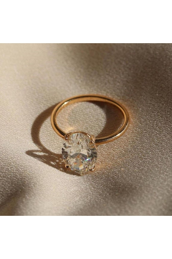 3 CT Oval Solitaire Moissanite Engagement Ring For Women, 10K White Gold