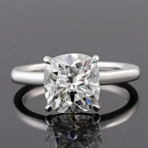 solitaire jewels 3CT Cushion Moissanite Solitaire Engagement Ring For Women, 14K White Gold