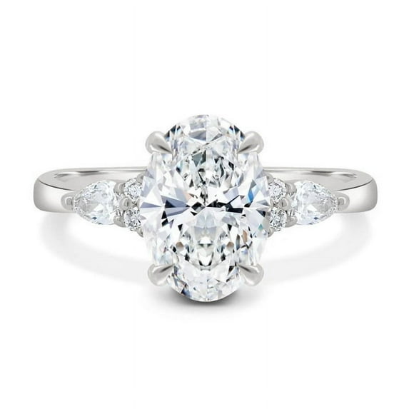 solitaire jewels 2.5CT Muse setting Oval Moissanite Engagement Ring For Women, 14K White Gold