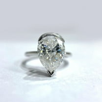 solitaire jewels 3CT Pear Moissanite Half Bezel Engagement Ring For Women, 14K Yellow Gold