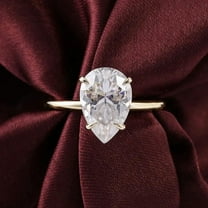 solitaire jewels 3CT Pear Moissanite Solitaire Engagement Ring For Women, 14K Yellow Gold