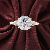 solitaire jewels 3.00CT Round Moissanite 3 Stone Engagement Ring For Women, 14K Yellow Gold