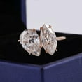 thumbnail image 1 of solitaire jewels 3TCW Marquise and Pear Moissanite Toi Et Moi Engagement Ring For Women, 18K Rose Gold, 1 of 7