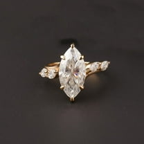 solitaire jewels 5 Stone 2.5CT Marquise Moissanite Engagement Ring For Women, 14K Yellow Gold