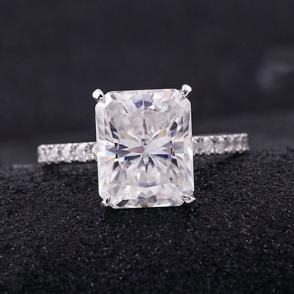 solitaire jewels 5CT Radiant Moissanite Solitaire Engagement Ring For Women, 14K White Gold