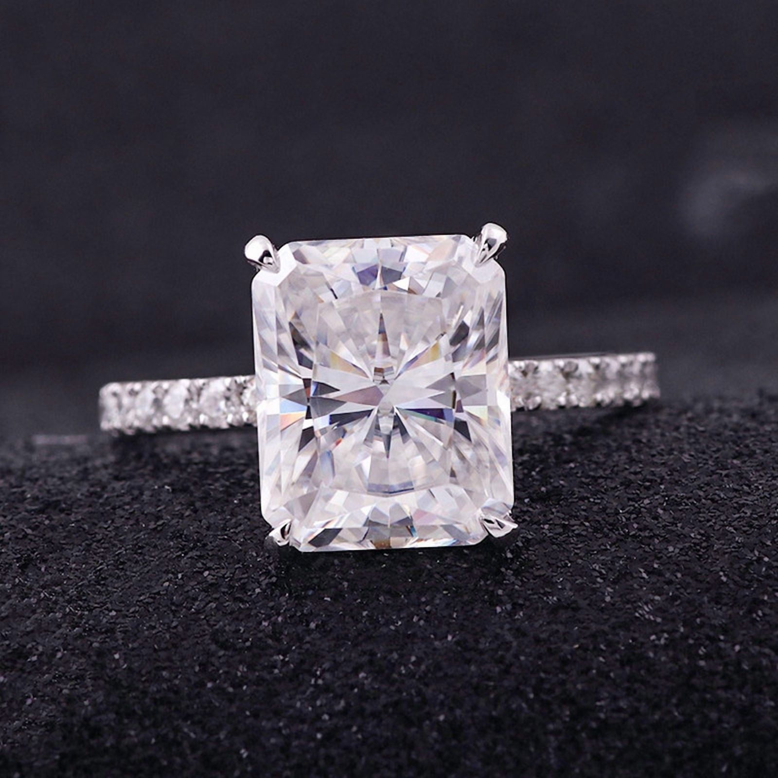 solitaire jewels 5CT Radiant Moissanite Solitaire Engagement Ring For Women, 14K Yellow Gold