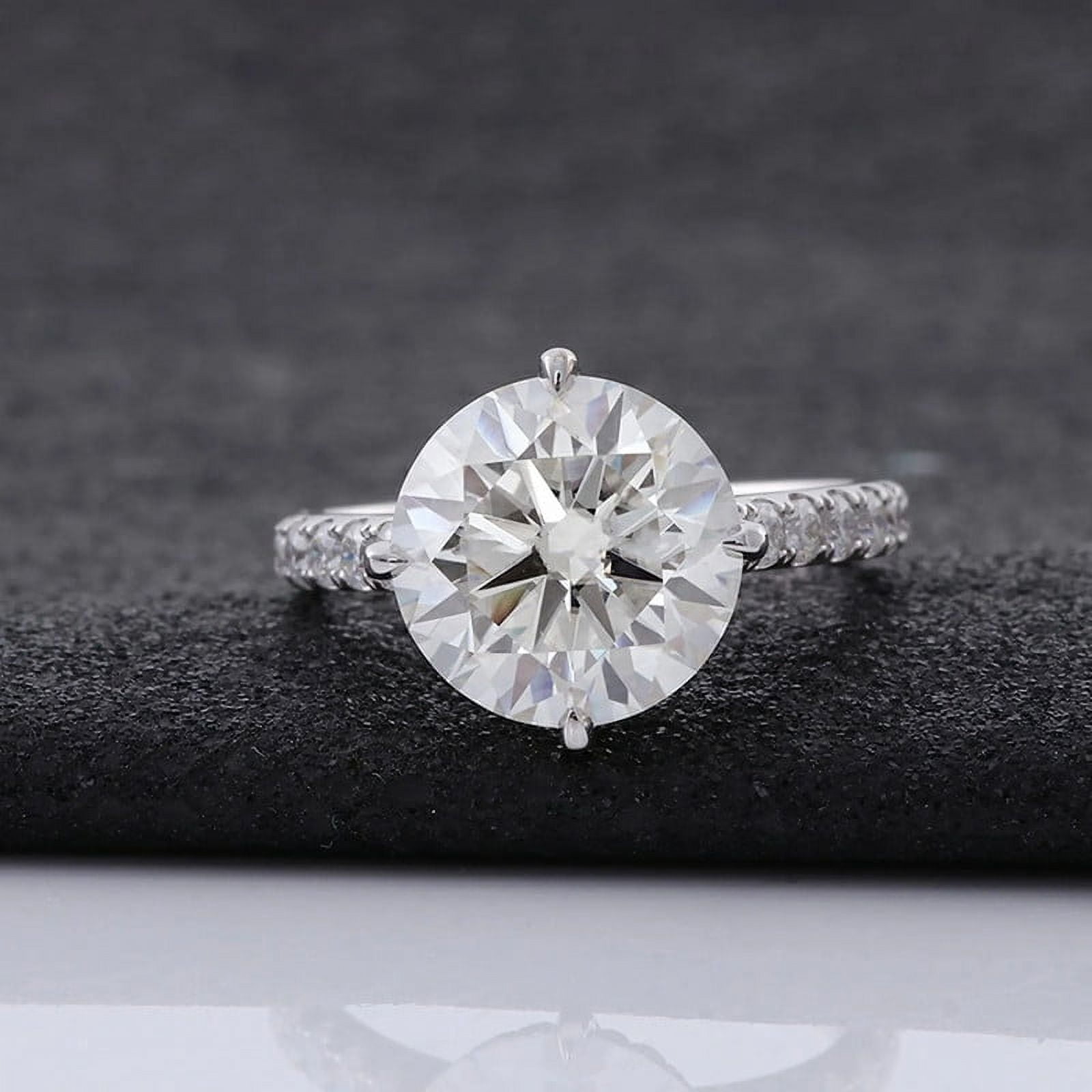 solitaire jewels 5CT Round Moissanite Hidden Halo Engagement Ring For Women, 14K Yellow Gold