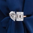 thumbnail image 1 of solitaire jewels 5TCW Pear and Emerald Moissanite Toi Et Moi Engagement Ring For Women, 10K Rose Gold, 1 of 8