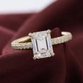 thumbnail image 1 of solitaire jewels Art Deco 3CT Emerald Moissanite Hidden Halo Engagement Ring For Women with 3D Pave Diamond Shank, 14K Yellow Gold, 1 of 7