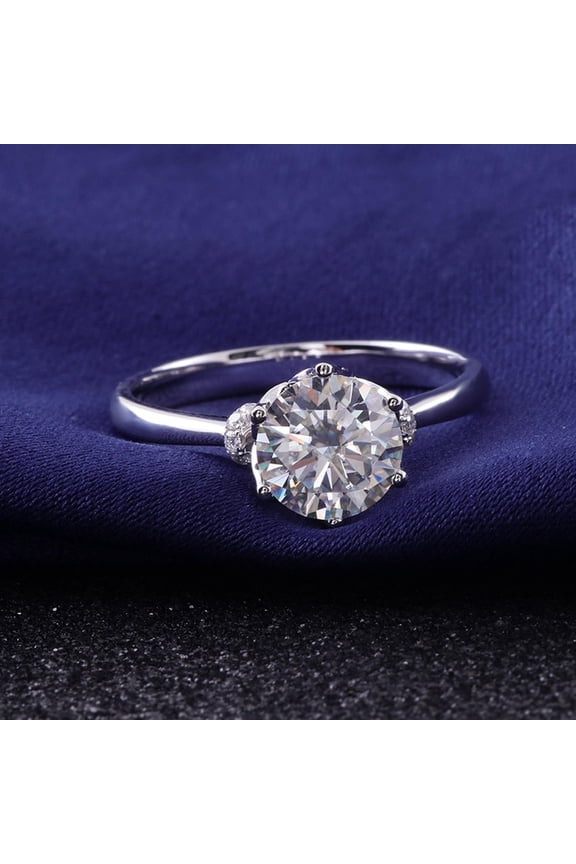 Art Deco Tulip Setting 3CT Round Moissanite Solitaire Engagement Ring For Women, 18K Yellow Gold