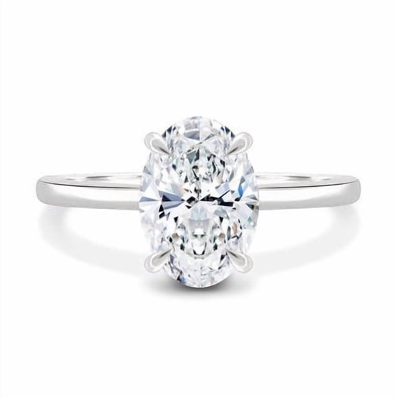solitaire jewels IGI Certified Hidden Halo 3CT Oval Lab Grown Diamond Engagement Ring For Women, 10K White Gold, EF Color VS Clarity