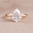 thumbnail image 1 of solitaire jewels Tulip Basket 3CT Pear Moissanite Solitaire Engagement Ring For Women, 14K Rose Gold, 1 of 6