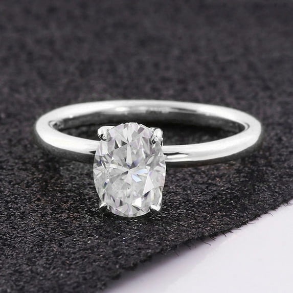 solitaire jewels Tulip setting 1.75CT Oval Moissanite Hidden halo Engagement Ring For Women, 14K White Gold