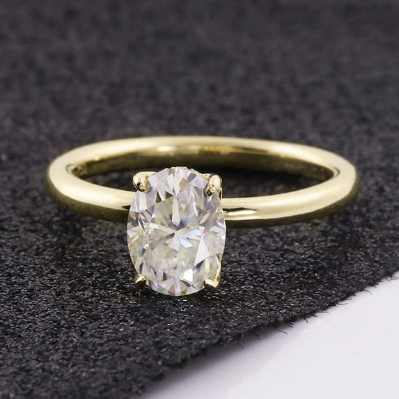 solitaire jewels Tulip setting 1.75CT Oval Moissanite Hidden halo Engagement Ring For Women, 14K Yellow Gold