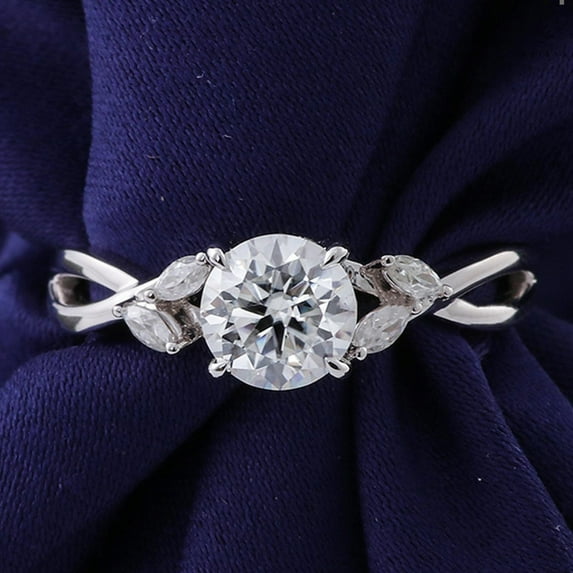 solitaire jewels Twisted Shank 1.5CT Round Moissanite Hidden Halo Engagement Ring For Women, 10K Rose Gold