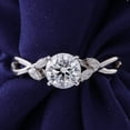 thumbnail image 1 of solitaire jewels Twisted Shank 1.5CT Round Moissanite Hidden Halo Engagement Ring For Women, 10K White Gold, 1 of 7