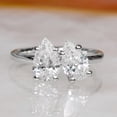 thumbnail image 1 of solitaire jewels Two Stone Toi et Moi Pear Moissanite Engagement Ring For Women, 18K White Gold, 1 of 5