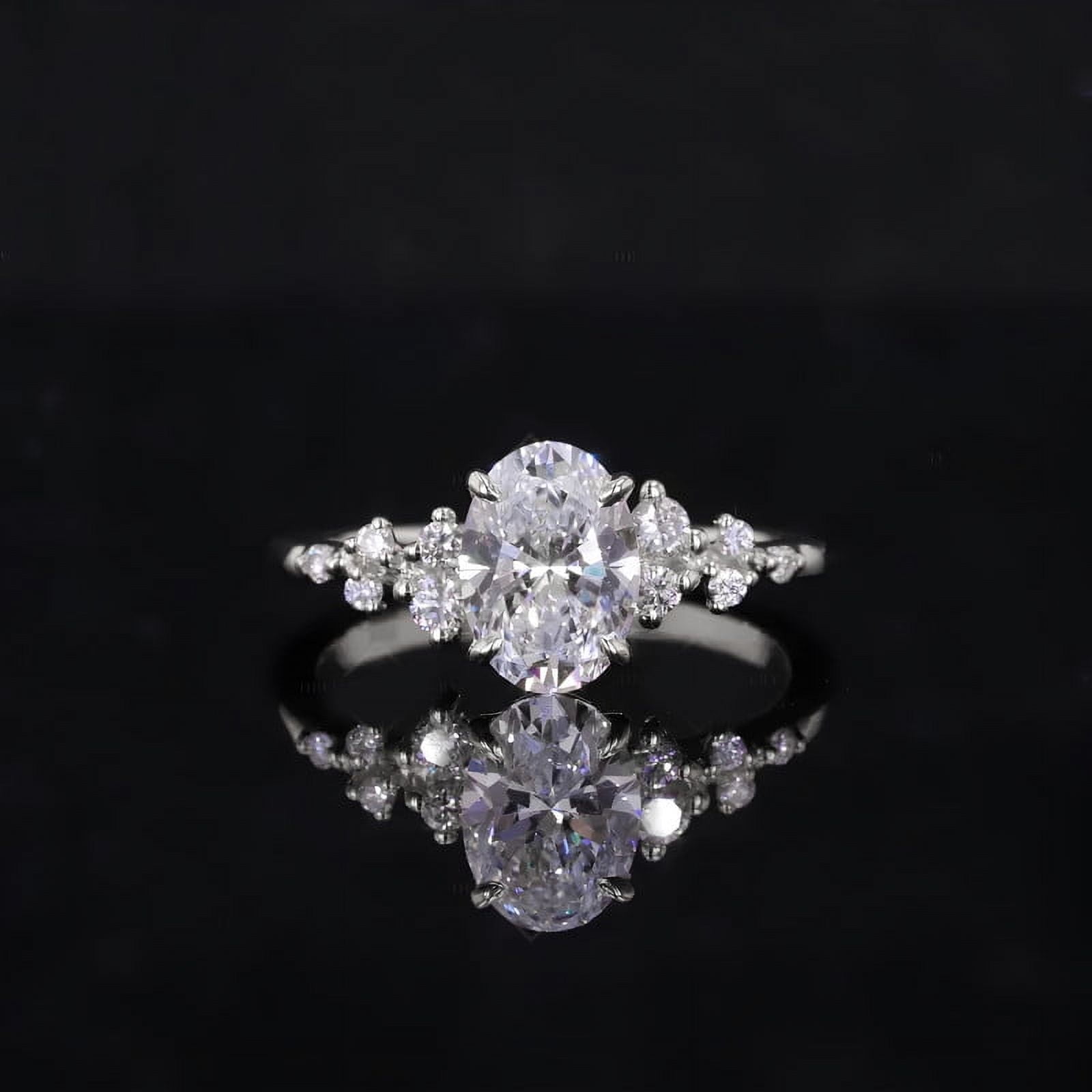 solitaire jewels Unique SnowDrift Oval Moissanite Engagement Ring For Women, 14K White Gold