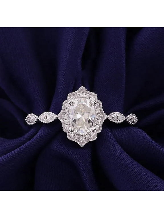 Vintage Style 1.32CT Oval Moissanit Engagement Ring For Women, 10K Rose Gold