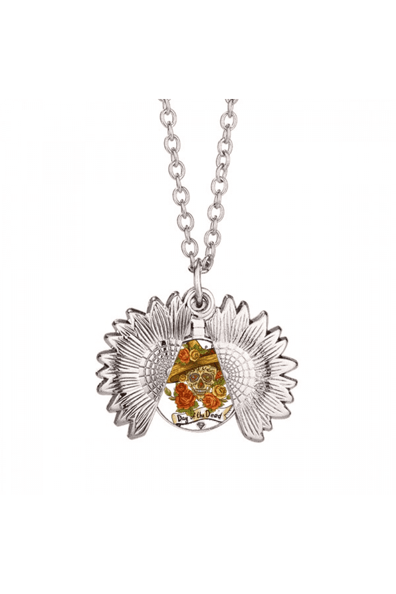 sombrero suger l mexico day of the dead sunflower necklace pendant locket jewelry