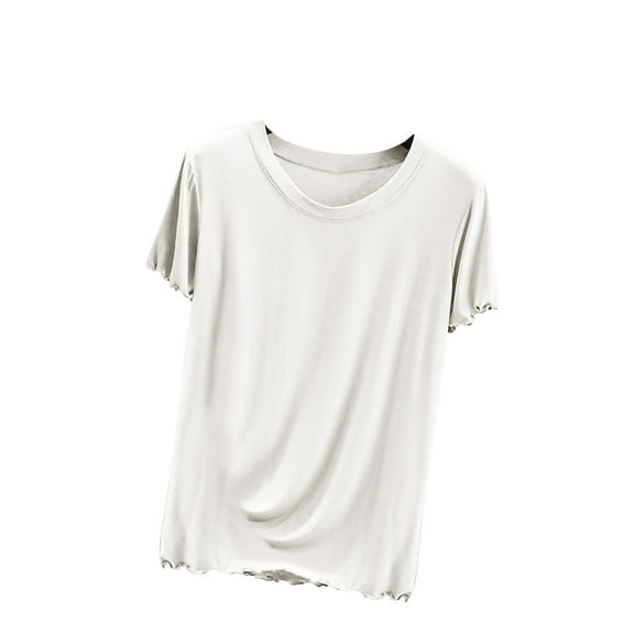 somlo Blouses for Women Dressy Casual Women's Round Neck Solid Color Short Sleeved Loose T-shirt Short Sleeve Shirt Casual Trendy Loose Fit Summer T Shirts Plain Tees Basic Tunic Blouse