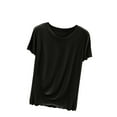 thumbnail image 1 of somlo Blouses for Women Dressy Casual Women's Round Neck Solid Color Short Sleeved Loose T-shirt Short Sleeve Shirt Casual Trendy Loose Fit Summer T Shirts Plain Tees Basic Tunic Blouse, 1 of 4