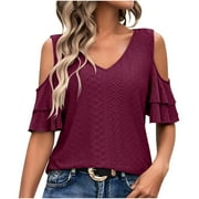 somlo Womens Tops Casual Fashion Women Short Sleeve Garment Comfortable Breathable V-Neck Blouses Tops Women Summer Tops Trendy Shirts Dressy Business Casual Blouses