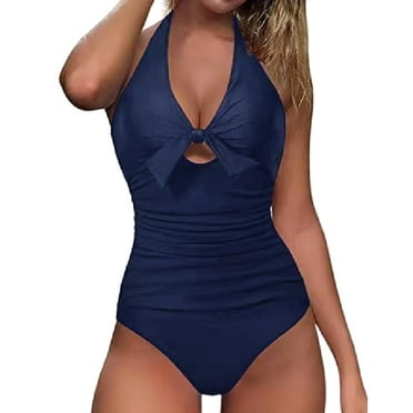 sonwsong One Piece Swimsuit Women,Ladies Multicolor Printed Sleeveless One Shoulder Sexy Swimsuit Bikini Swimsuit,Swim Suits for Women 2024,Plus Size Swimsuit,(Clearance) Navy M