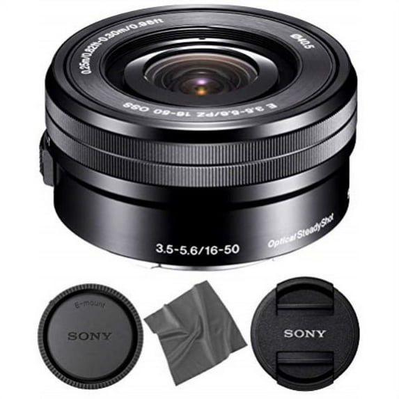 sony selp1650 16-50mm oss lens: sony e pz 16-50mm f/3.5-5.6 oss lens (black) + aom pro starter bundle kit combo - international version (1 year aom warranty)