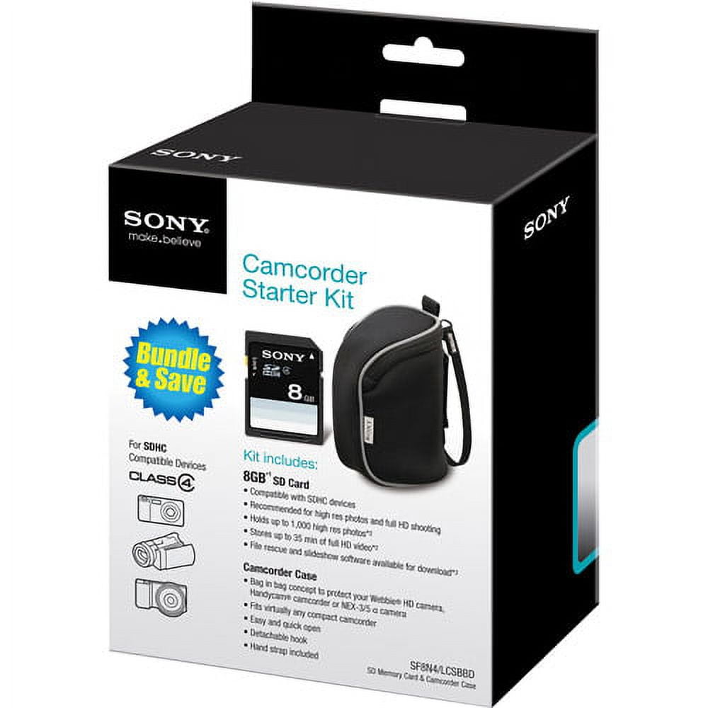 sony sf8n4/lcsbbd 8gb sdhc class 4 memory card and camcorder carrying
