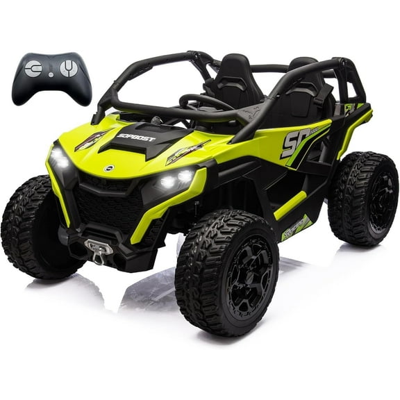 sopbost 24V 10Ah 2 Seater Kids UTV XL with Remote Control, Green