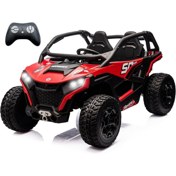 sopbost 24V 10Ah 2 Seater Kids UTV XL with Remote Control, Red