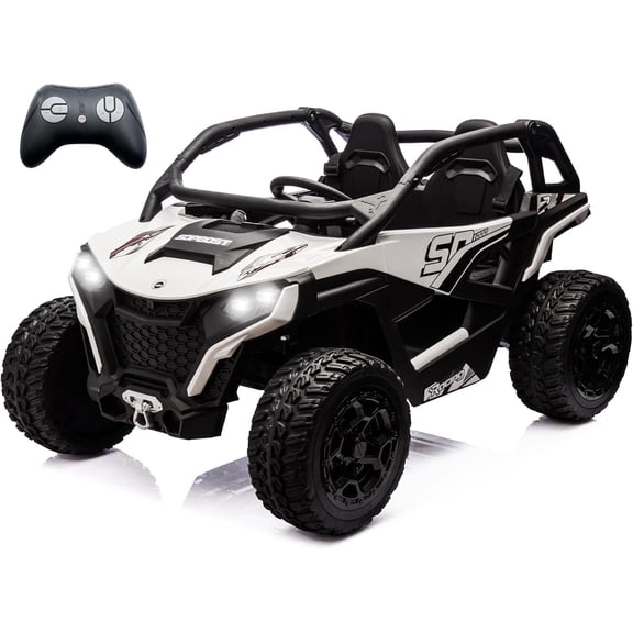 sopbost 24V 10Ah Kids Electric Ride-On Toy Car, Ages 3–8, Max Speed 5 MPH, Battery-Powered Toy Vehicle2 Seater Kids UTV XL with Remote Control, White