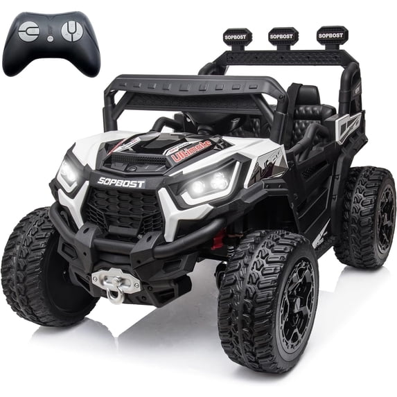 sopbost 24V Kids Electric Ride-On Toy Car, Ages 3–8, Max Speed 5 MPH, Battery-Powered Toy Vehicle with Remote Control, White