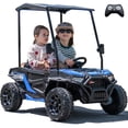 thumbnail image 1 of Sopbost 24V 4WD Kids Ride On UTV with Remote Control, 2 Seater Battery Powered Ride On Toy with EVA Tires, Music, Plastic Roof, 3-5 MPH, Ages 3-8, Blue, 1 of 10