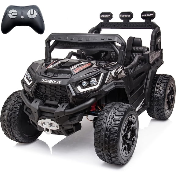 sopbost 24V Kids Electric Ride-On Toy Car, Ages 3–8, Max Speed 5 MPH, Battery-Powered Toy Vehicle with Remote Control, Black