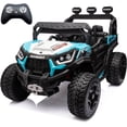 thumbnail image 1 of sopbost 24V Kids Electric Ride-On Toy Car, Ages 3–8, Max Speed 5 MPH, Battery-Powered Toy Vehicle with Remote Control, Blue & White, 1 of 7