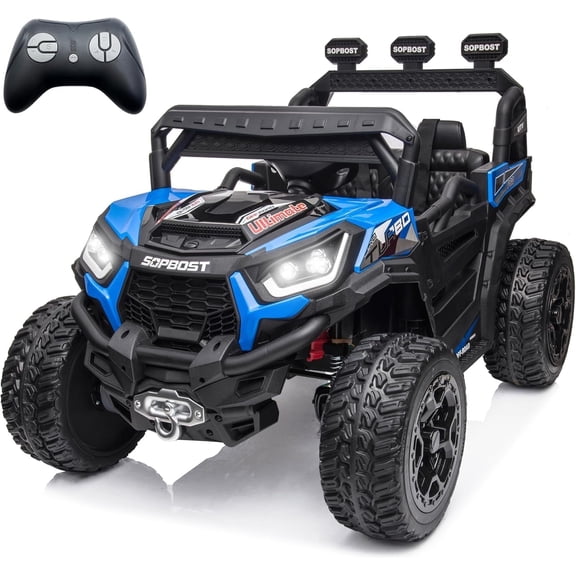 sopbost 24V Kids Electric Ride-On Toy Car, Ages 3–8, Max Speed 5 MPH, Battery-Powered Toy Vehicle with Remote Control, Blue