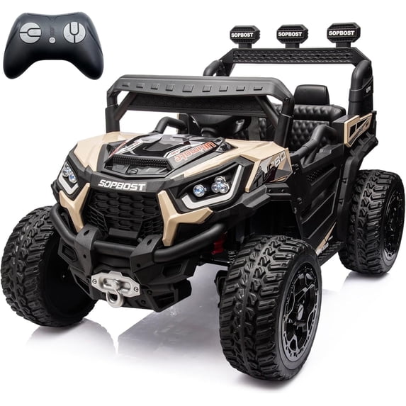 sopbost 24V Kids Electric Ride-On Toy Car, Ages 3–8, Max Speed 5 MPH, Battery-Powered Toy Vehicle with Remote Control, Quicksand