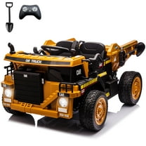 sopbost 24V Ride On Dump Truck with Remote Control & EVA Rubber Tires, Classic Yellow