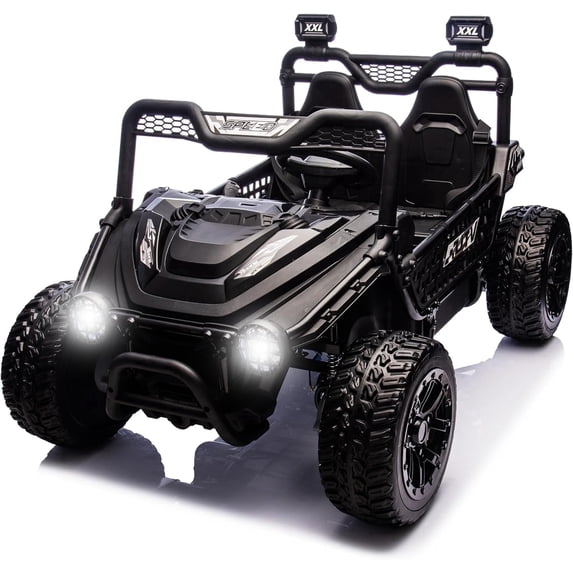sopbost 24V Kids Electric Ride-On Toy Car, Ages 3–8, Max Speed 5 MPH, Battery-Powered Premium XXL 2-Seater 24V Ride On UTV with Remote Control, Black