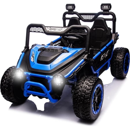 sopbost 24V Kids Electric Ride-On Toy Car, Ages 3–8, Max Speed 5 MPH, Battery-Powered Premium XXL 2-Seater 24V Ride On UTV with Remote Control, Blue