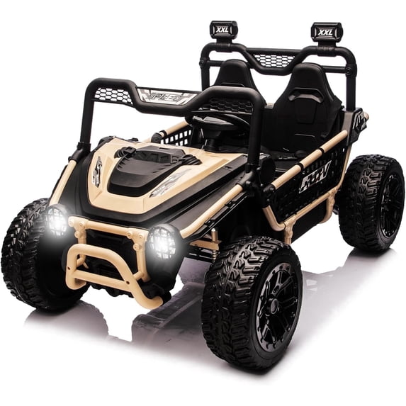 sopbost 24V Kids Electric Ride-On Toy Car, Ages 3–8, Max Speed 5 MPH, Battery-Powered Premium XXL 2-Seater 24V Ride On UTV with Remote Control, Quicksand