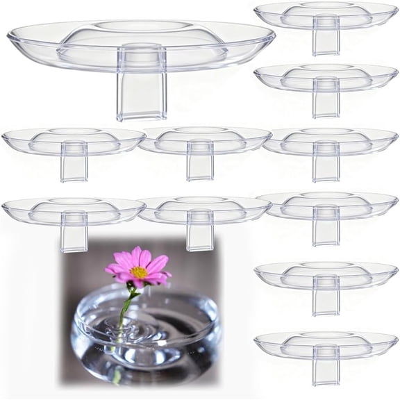 soputry ﻿2025 Creative Floating Floral Arrangement Holder, Innovative Floating Flower Display Stand Clear Acrylic Flower Bowl Stem Holder, Modern Floating Vase Pedestal Stand (10 Pcs, Small)
