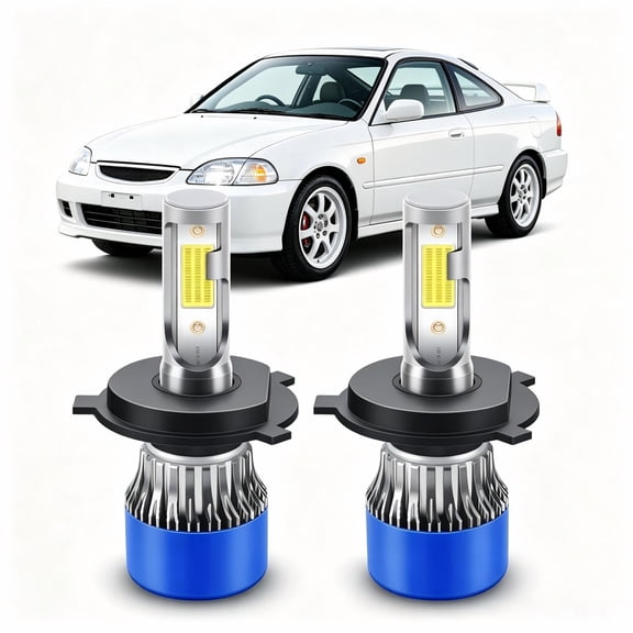 soukeo Fit for Honda Civic (EX Coupe) 1999-2003 LED Headlight Bulbs, High Low Beam H4,1:1 Halogen Size,Plug and Play,6500K Cool White,2pcs